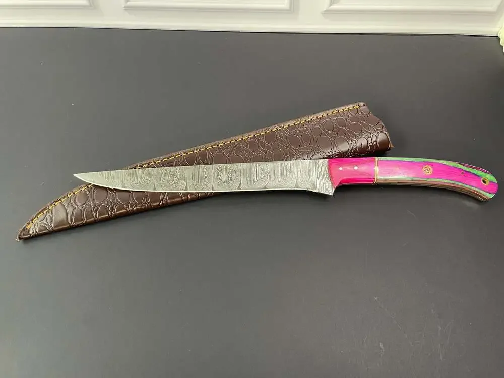 Purse or boot accessory . Custom Damascus Steel Knife.